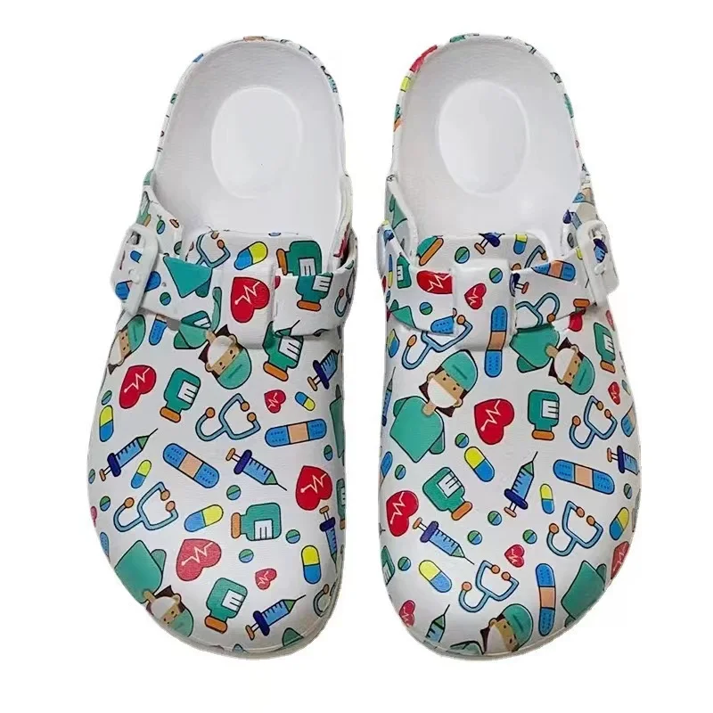 2022 Printing Pattern Comfortable Working Light Tie Dye Colorful Casual Sandal Medical EVA Nurse Shoes