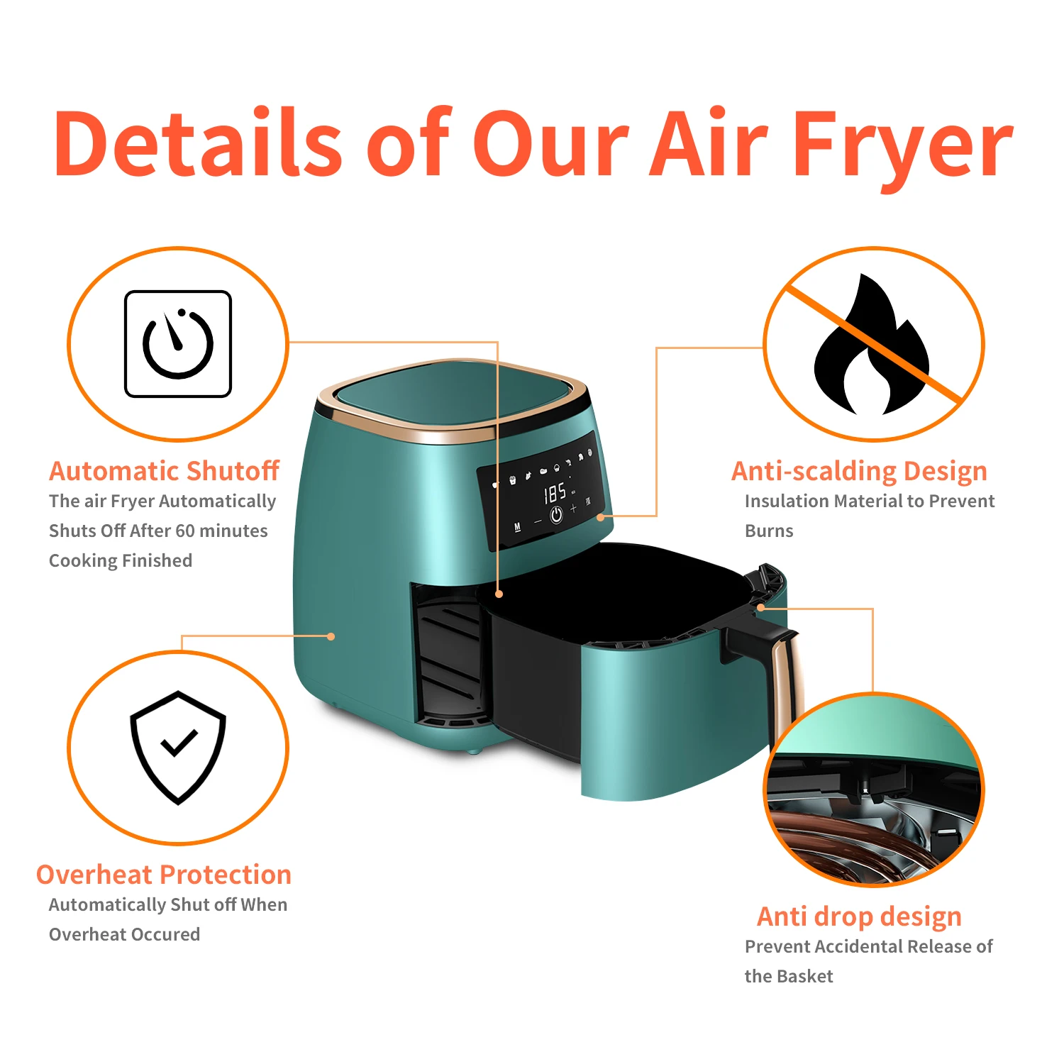 Hot Sales fryer without oilair fryer distributorsilvercrest air fryerfreidora de aire digitaldeep air fryerair fryers 5L