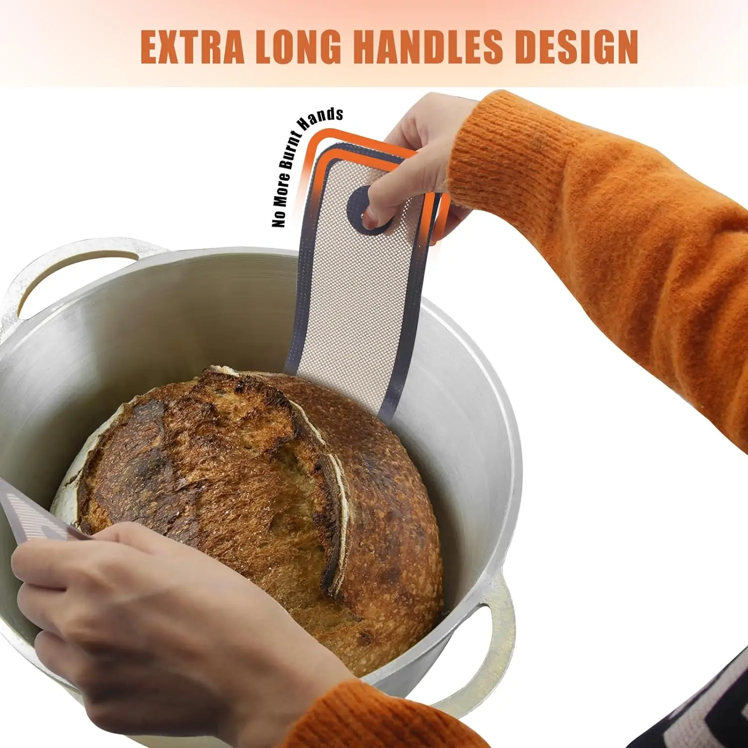 Large Oval and Round Shape Silicone Bread Sling for Dutch Oven Baking Bread Mat Silicone Dutch Oven Liner