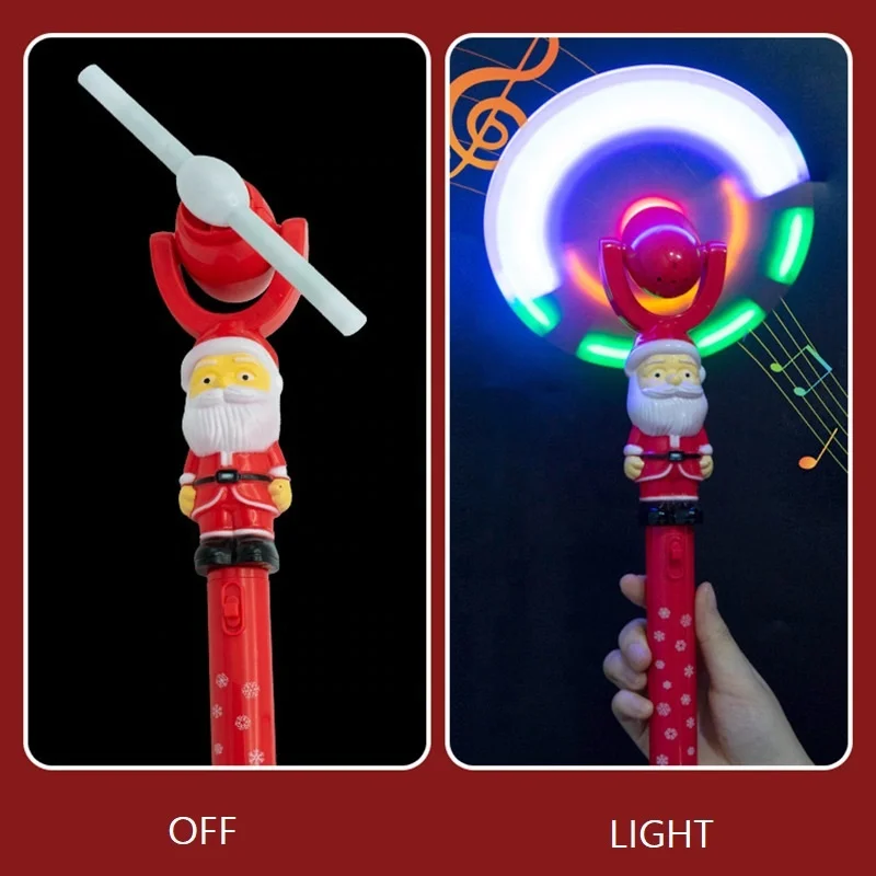 2023  Magic Wand Christmas Party led santa windmill Light Up Toys Led Flashing Spinning Windmill with Music