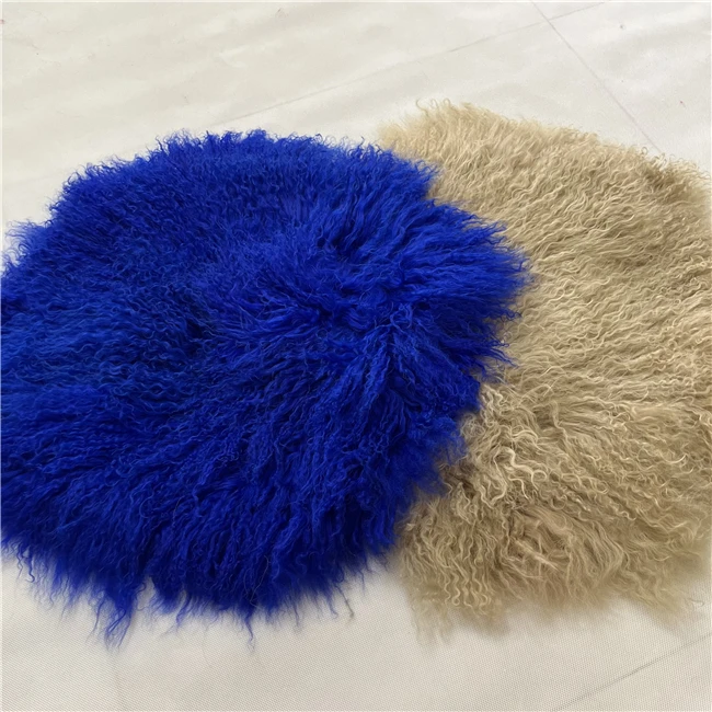 bright blue Curly Kalgan Lamb Fur Plate Throw