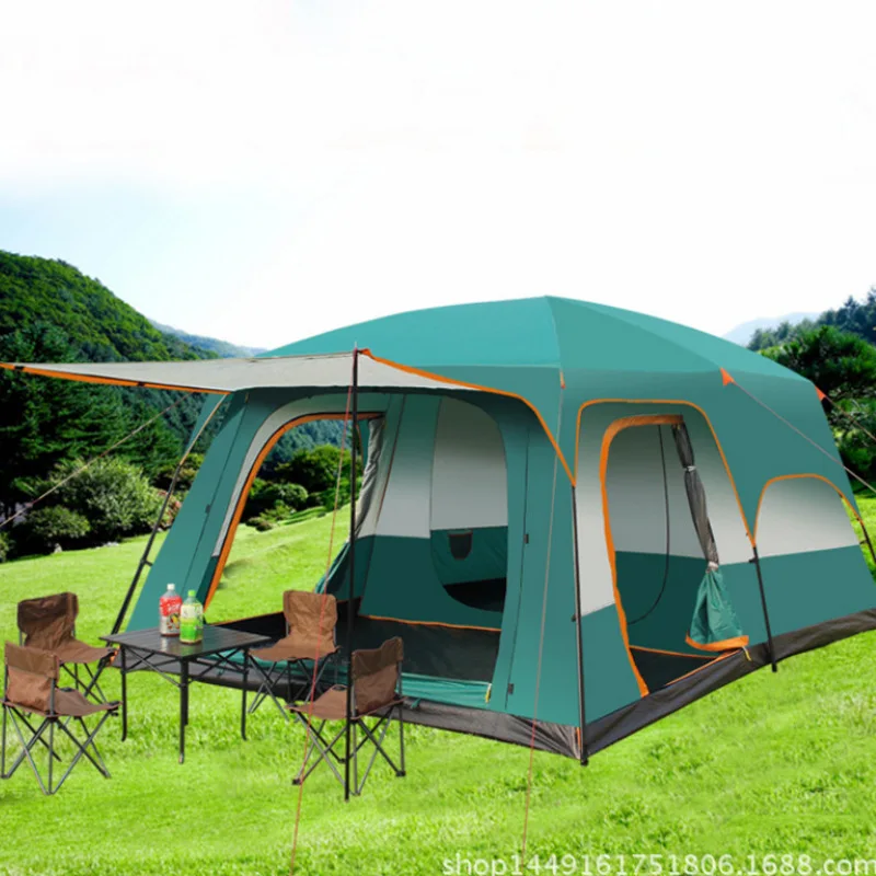 Outdoor Fully Covered Vinyl Waterproof Sunscre Tent Four-Bedroom Two-Living Room Bold Automatic Aluminum Pole Double Oxford
