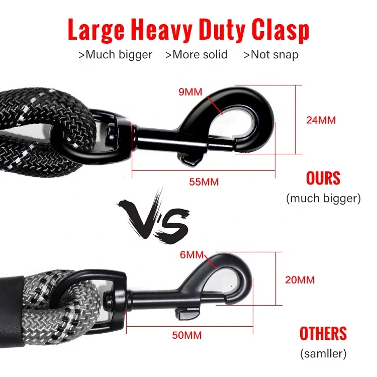 2023 Hottest heavy Duty climbing rope dog leash with comfy padding on handle matching poop bag holder bowl ect in stock