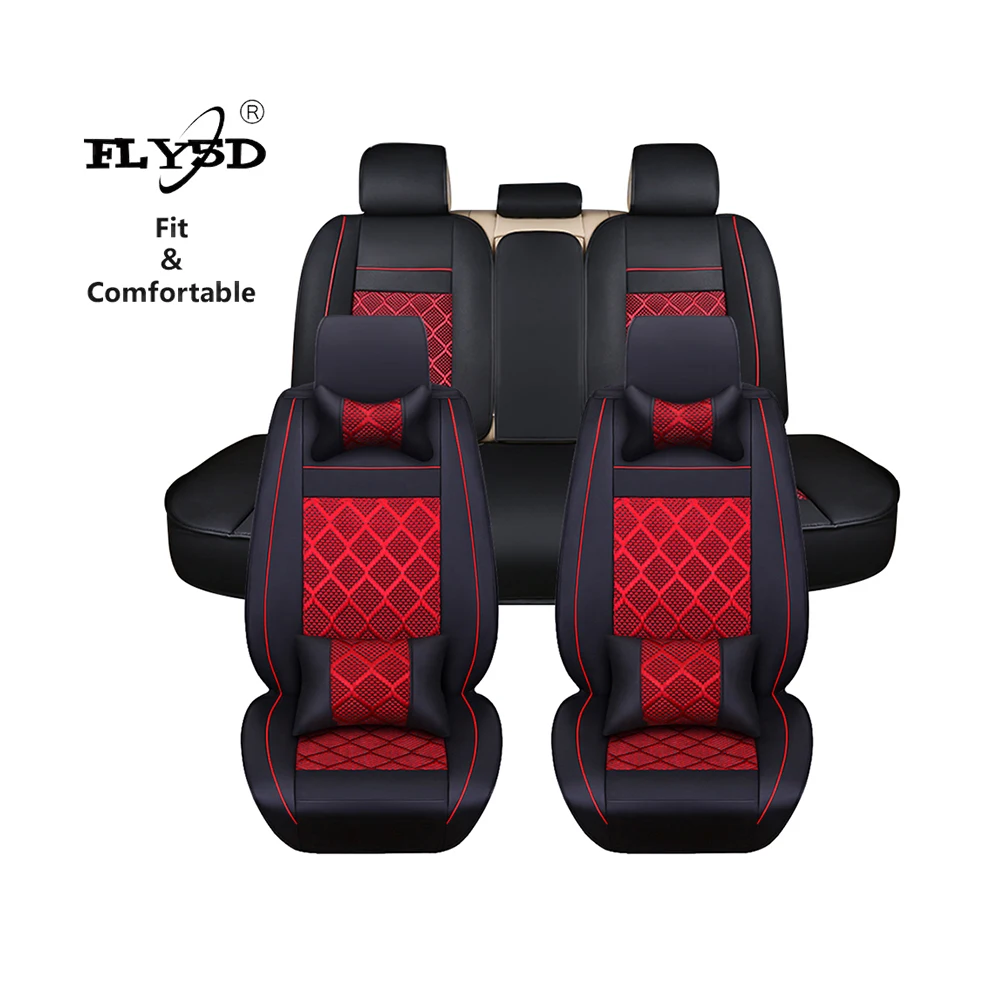 Fly5D оптовая продажа автомобильных светодиодных фар чехлы для сидений автомобиля Универсальный 5-местный искусственная кожа и сетчатый материал протектор подушка