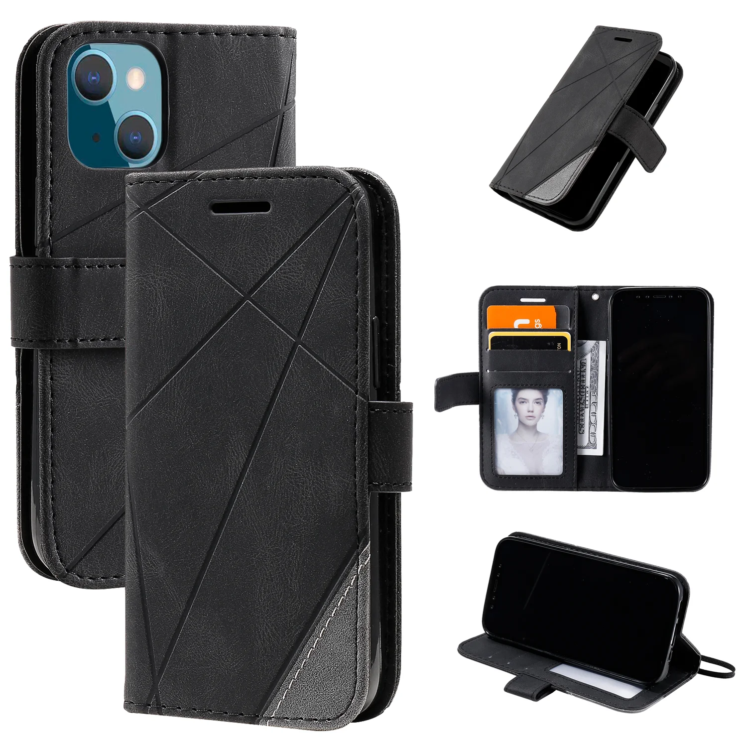 China Supplier Multifunction With Wallet Strap Mobile Back Cover For Samsung Phone Case PU leather Case For iPhone 13 Pro Max