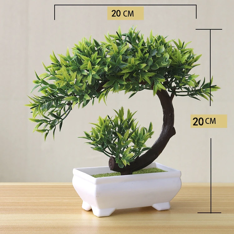 Artificial Plants Bonsai Plastic Simulation Tree Desktop Pot Decorative Flowers Leaves Garden Plant Home Hotel Office Decor