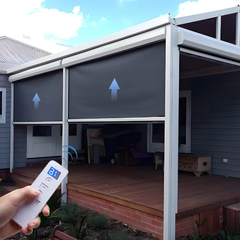 Outdoor Spaces porch retracting canopy waterproof Smart retractable screens motorized patio screen To Your Home