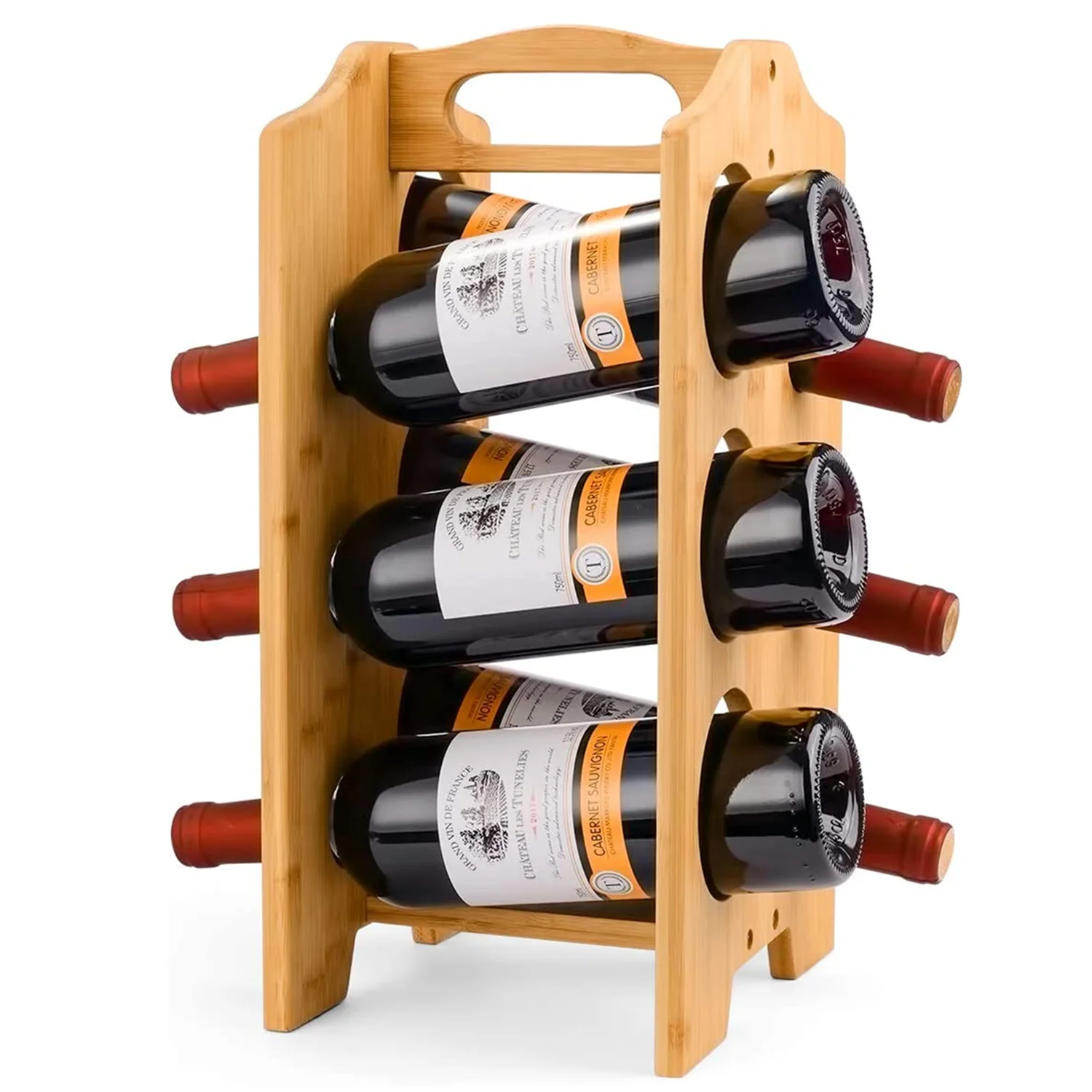 Современный портативный экологически чистый бамбуковый держатель для вина стойка для хранения 6 бутылок столешница для ресторана, дегустация вина, вечеринки