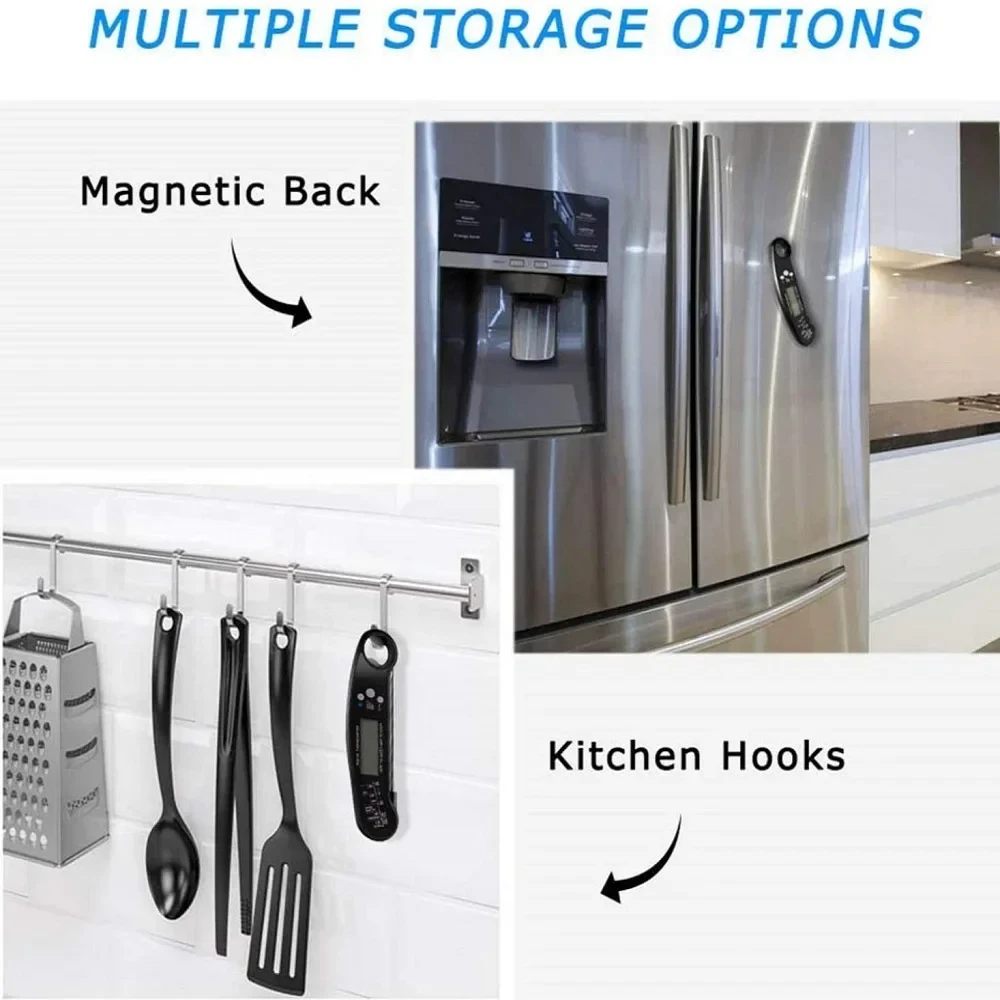 Foldable Instant Read Meat Thermometer Magnetic Stainless Steel Kitchen Food Probe Water Cooking BBQ Digital Meat Thermometer