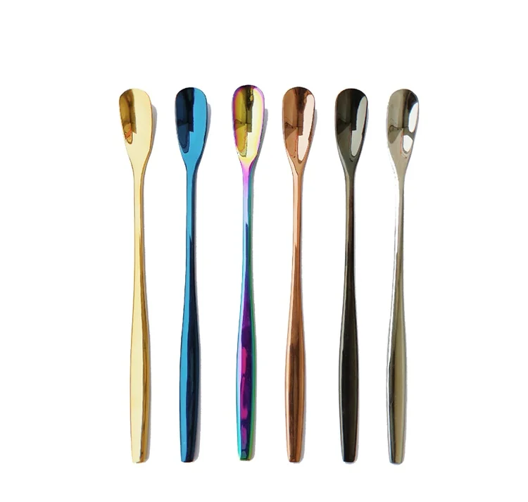 Melon Seed Design Mixing Spoon Stainless Steel Short And Long Handle Coffee Spoon Metal Stirring Spoon