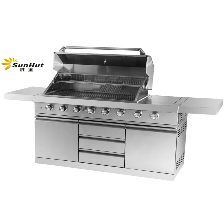 
 Водонепроницаемый кухонный остров из нержавеющей стали для сада, улицы, барбекю  