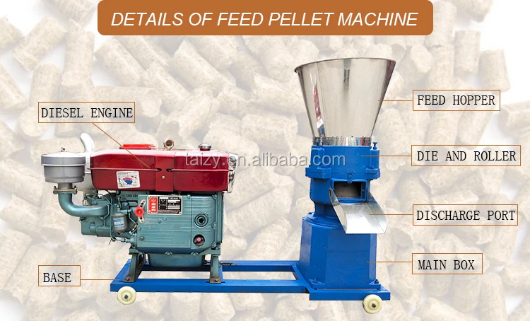 diesel engine animal poultry feed pellet making machine