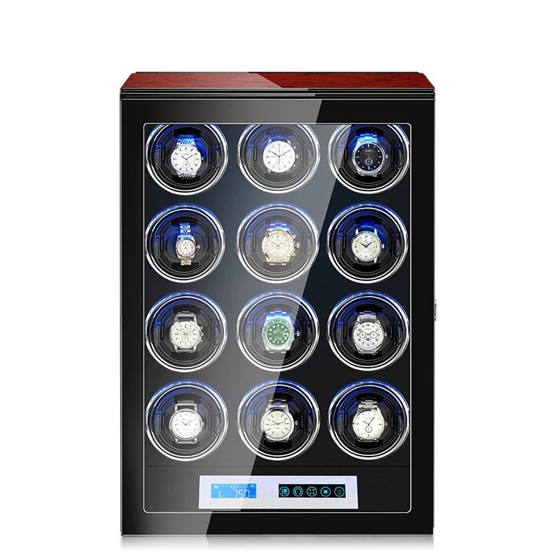 Watch Winder for Automatic Watches with LED Backlight, Remote Control and Storage Drawer for Watches and Jewelry
