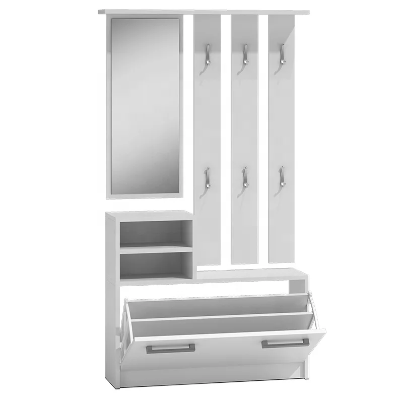 modern mounted wood hallway cabinet furniture shoe cabinet with full length mirror coat hanger