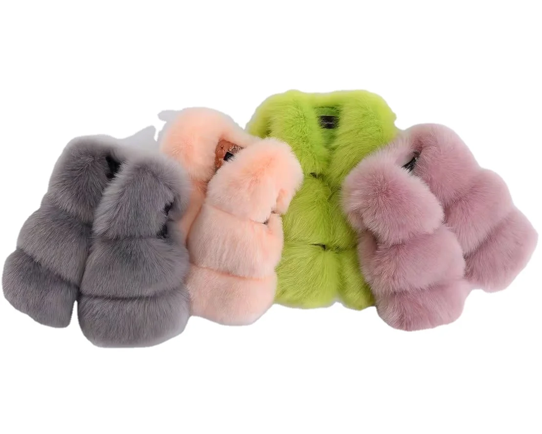 Wholesale Kid Autumn Genuine Fluffy Fox Fur Gilet Custom Boys Girls Custom Winter Real Fur Baby Vests