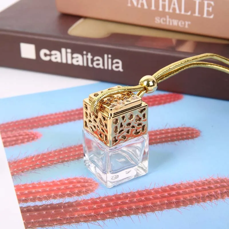 Custom Small Capacity 6ml Square Shape Empty Car Freshener Refill Hanging Car Perfume Bottle
