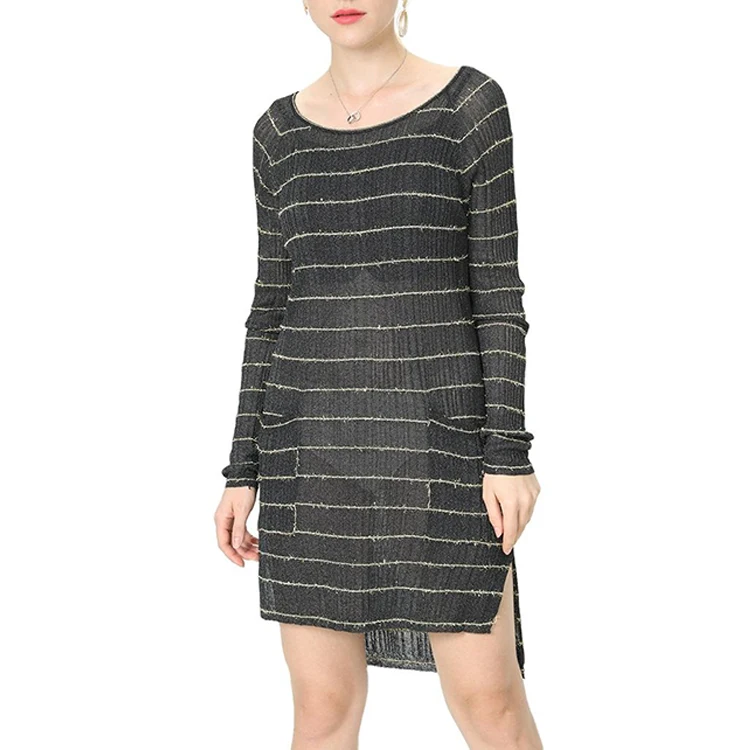 Fashion Casual Slim Women Sexy Sweater Dress Custom Long Sleeve Girl Knitted Sweater Dress With Pocket