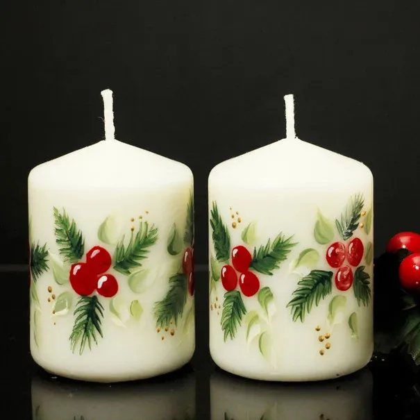Huaming Extra Large Rustic Clean Burning Dried Flower Christmas Pillar Candles New Merry Christmas Bling Ornament Candle Rings