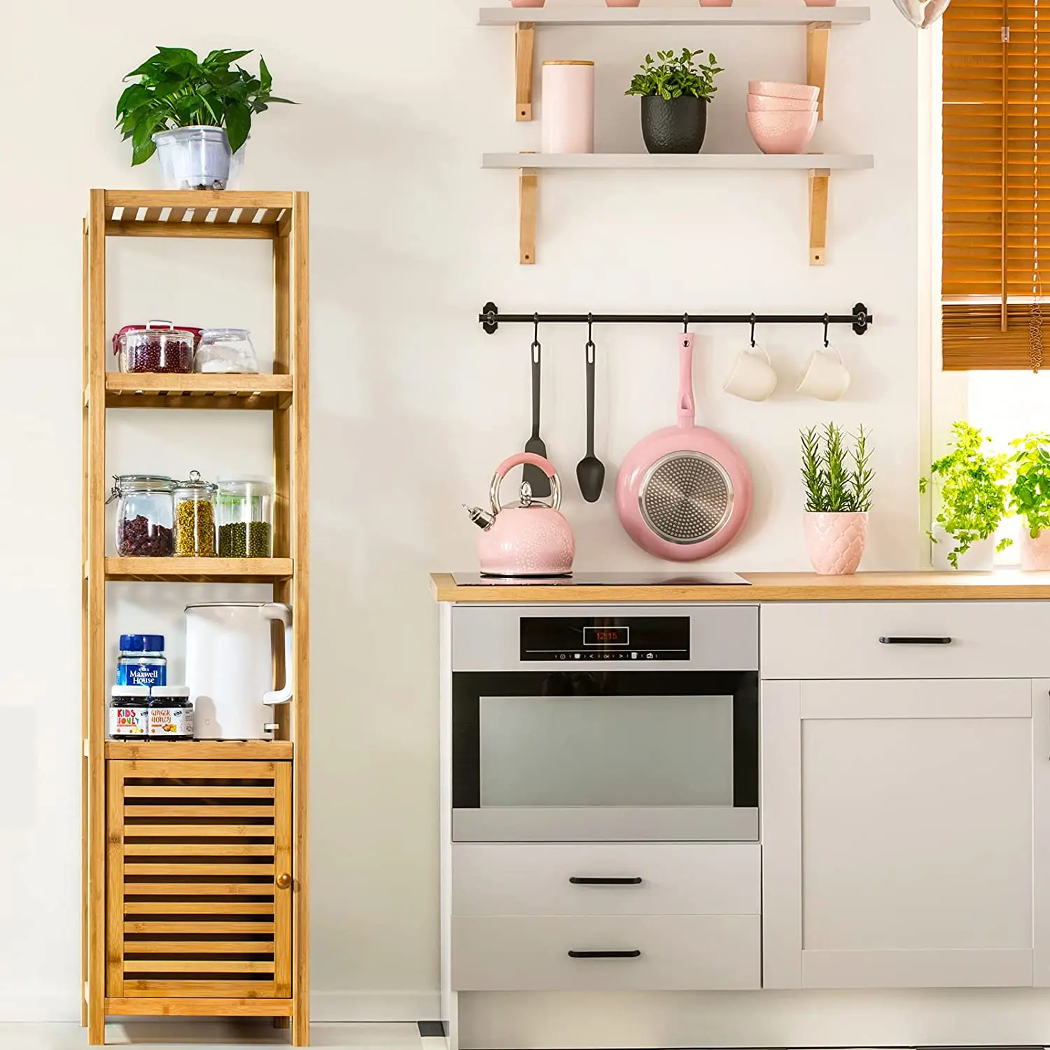 Decorative Entryway Multi-layer Bamboo Knife Bath Storage Rack Bathroom