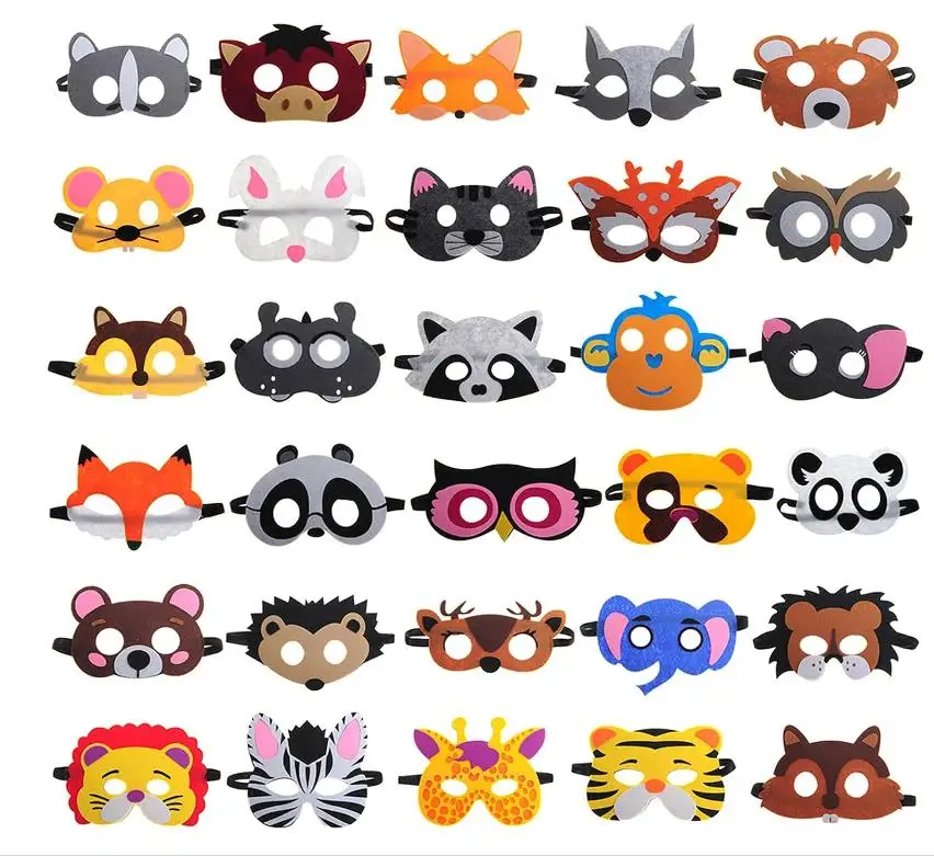 Cartoon Animals Felt Masks Party Favors for Kid Safari Theme Face Mask Petting Zoo Farmhouse Jungle Safari Theme Birthday Gift