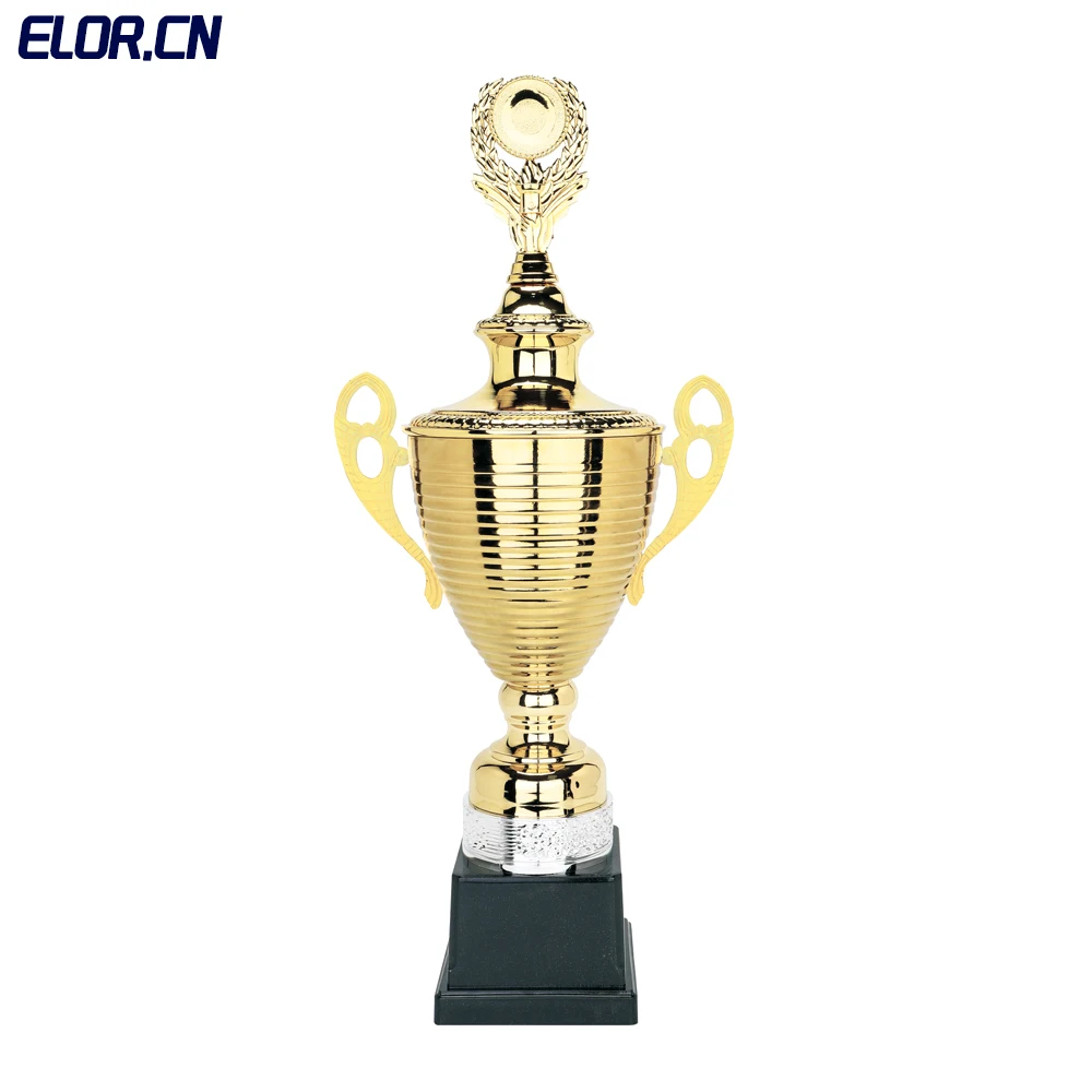 Elor Factory Wholesale Big Sizes Unique Design Golden Metal Sports Awards Trophies For Sports Activities Team Competitions