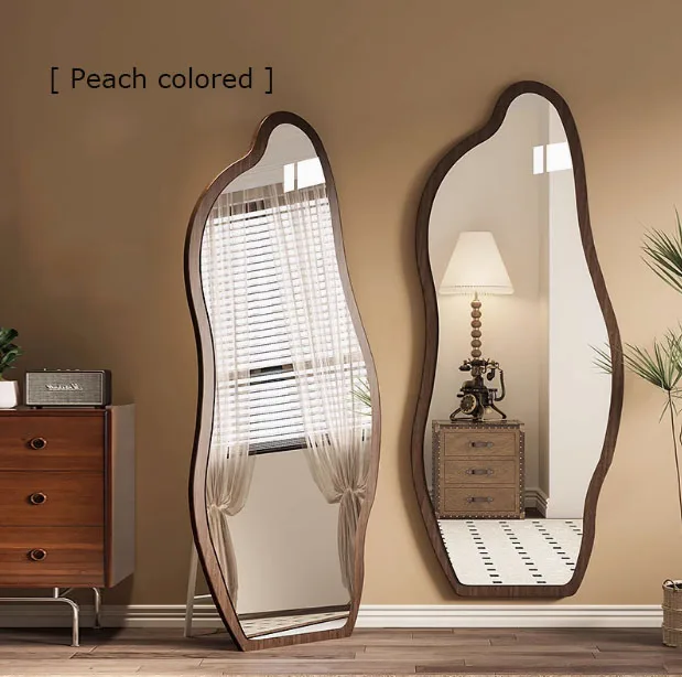 Customized Home Shaped Full-Body Mirror Advanced Wall-Mounted Floor Mirror for Bedroom Middle Ancient Styled Dressing Mirror