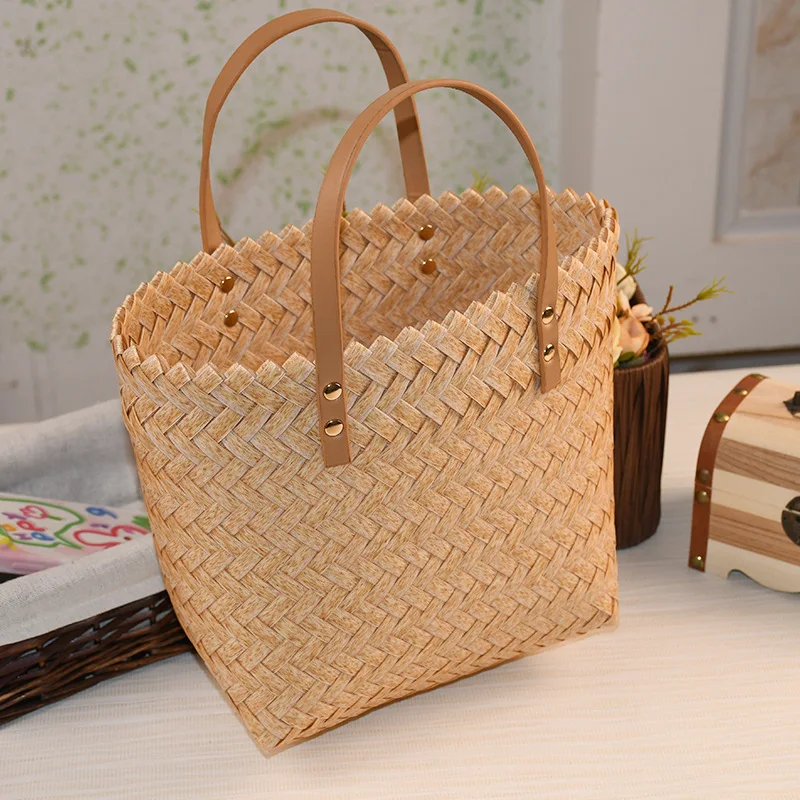 Женская соломенная сумка в стиле ретро