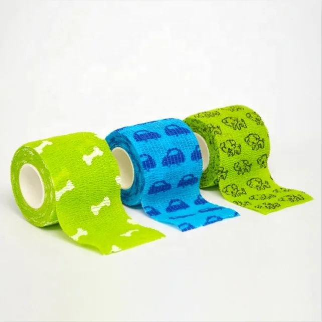 medical self adhesive elastic bandage vendas autoadhesiva with single color, printing color and camo color