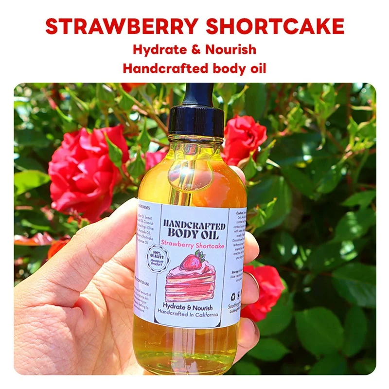 Dry Skin Moisturizing Tightening Body Massage Handcrafted Strawberry Shortcake Body Oil