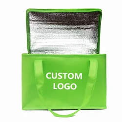 custom printed logo food delivery extra large insulated thermal non woven cooler bag