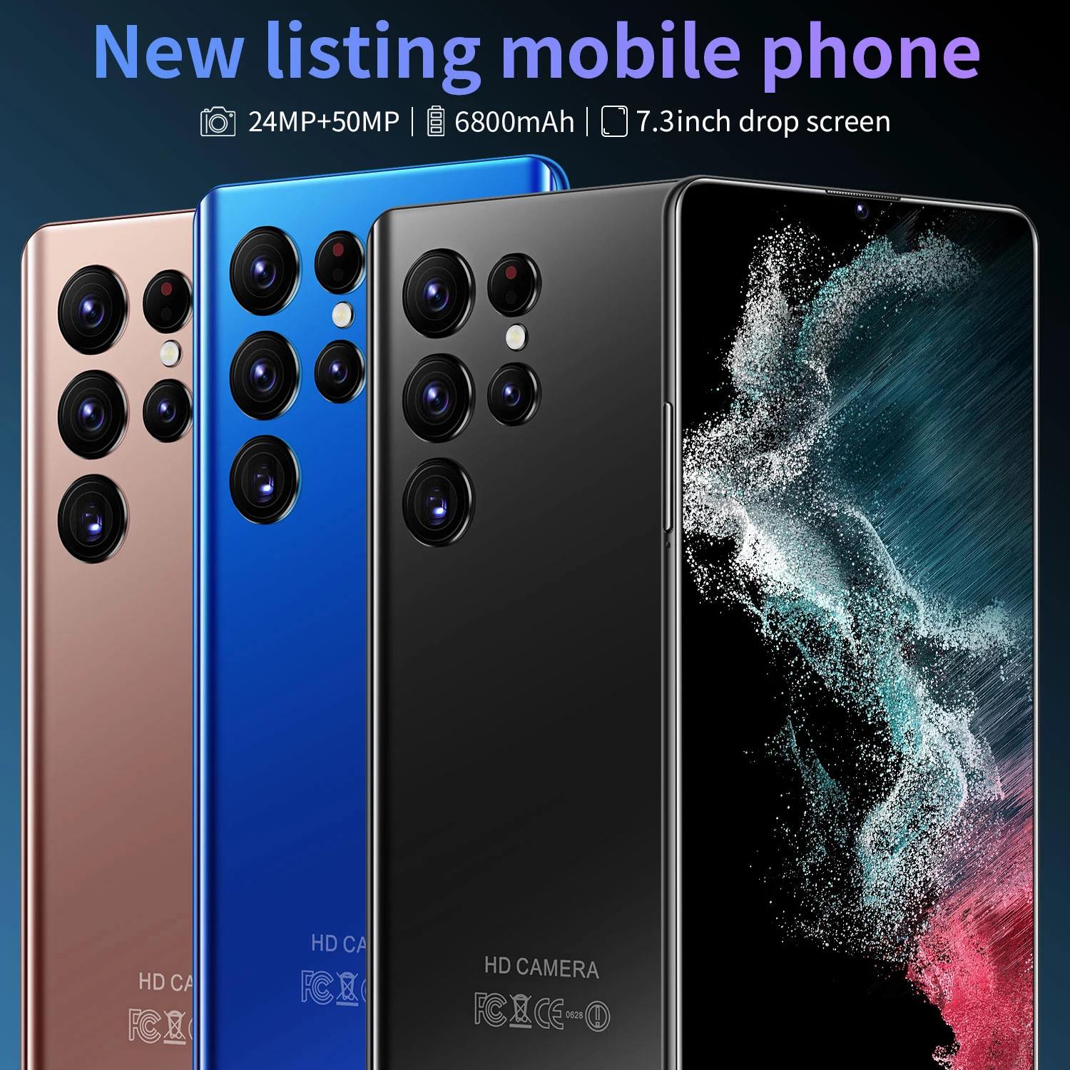 Hot Selling S22 Ultra 16GB+1TB 24MP+50MP Android 12 phone 5G LTE original 7.3 inch smart phone excellent quality