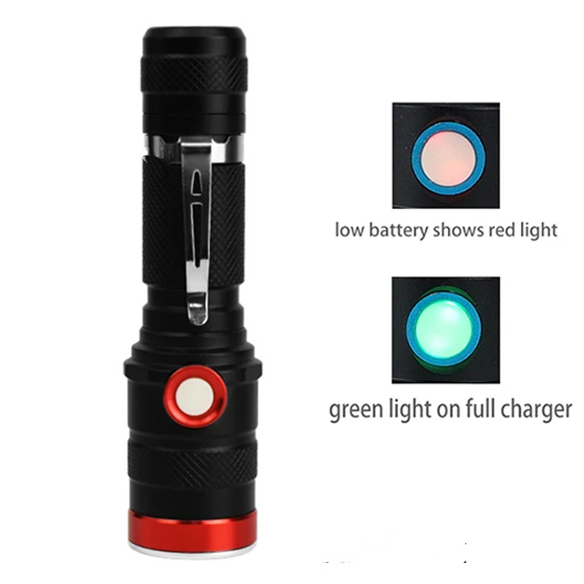 Mini Flashlight  Rechargeable LED Zoomable Light Emergency Light Hot Sale Miniature Flashlight Body Lamp Switch Camping