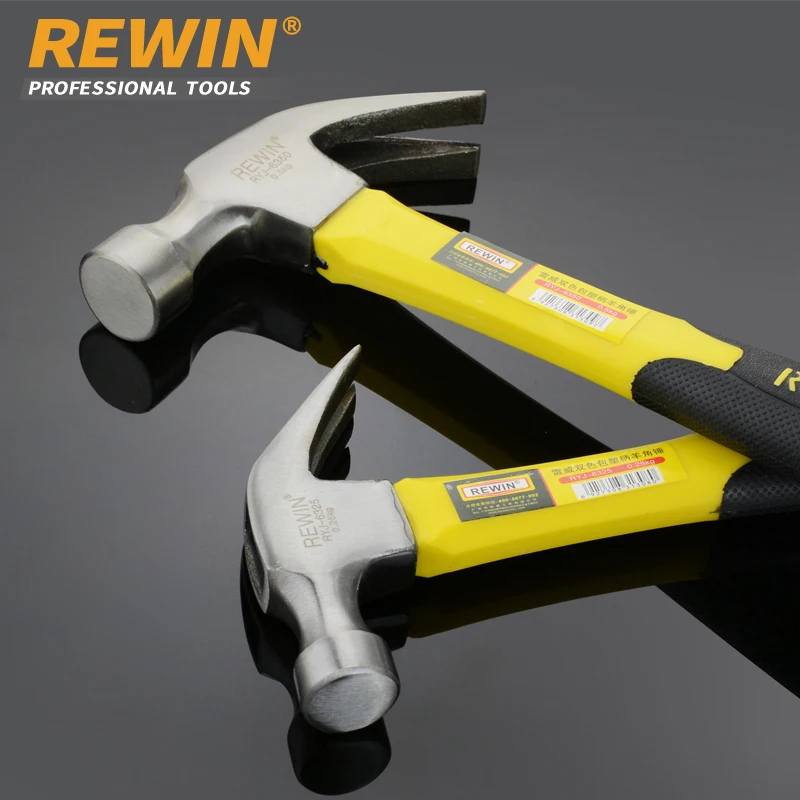 Rewin Claw Hammer Plastic Soft-Grip Handle 0.25kg High Carbon Steel Hand Tools for Nailing