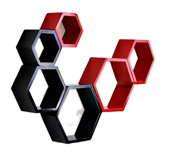 Шестигранная деревянная настенная полка из МДФ/деревянные полки для украшения дома