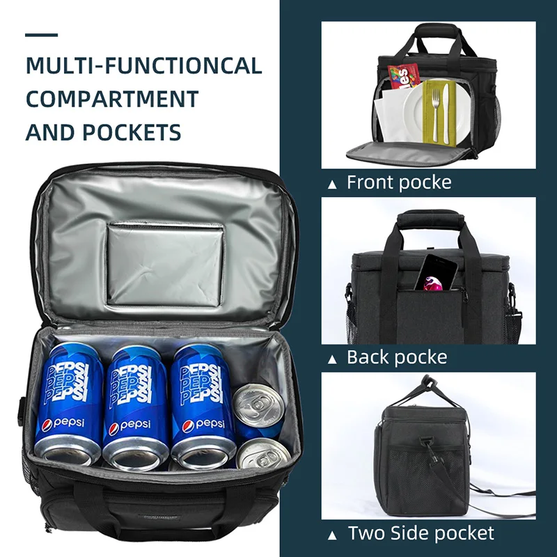 China supplier wholesale high capacity reusable shoulder lunch bags big size picnic bag portable food ice cooler box for camping