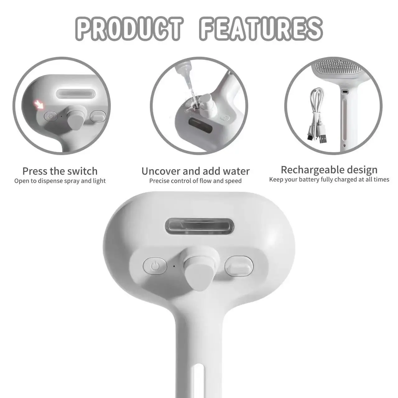 New Promotion Hot Style Usb Electric Hair Cleaner Spray Brush Cats Effective Pet Remover Grooming Dual Function Massage Comb