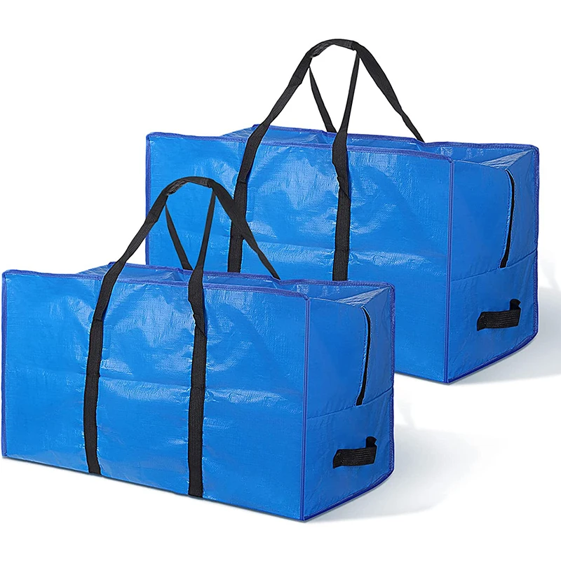 Reusable waterproof PP woven material extra large moving bags strong handles for Clothing Storage