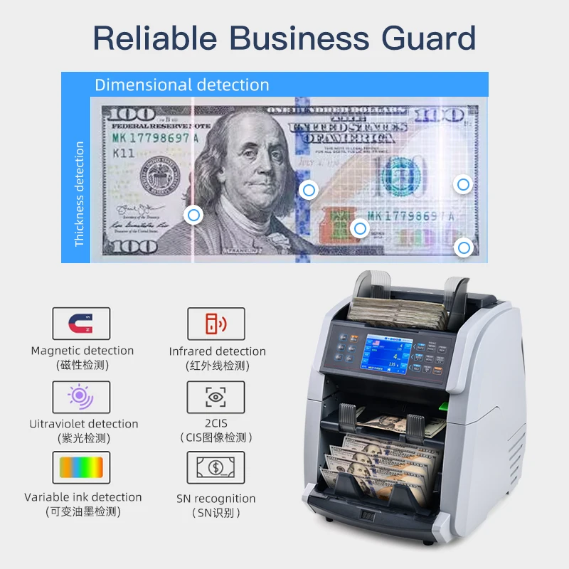 Weirong 6070 Mixed Denomination 2 CIS Authenticating Coin Counting Machine Money Counter Detector Verifier Currency Machine