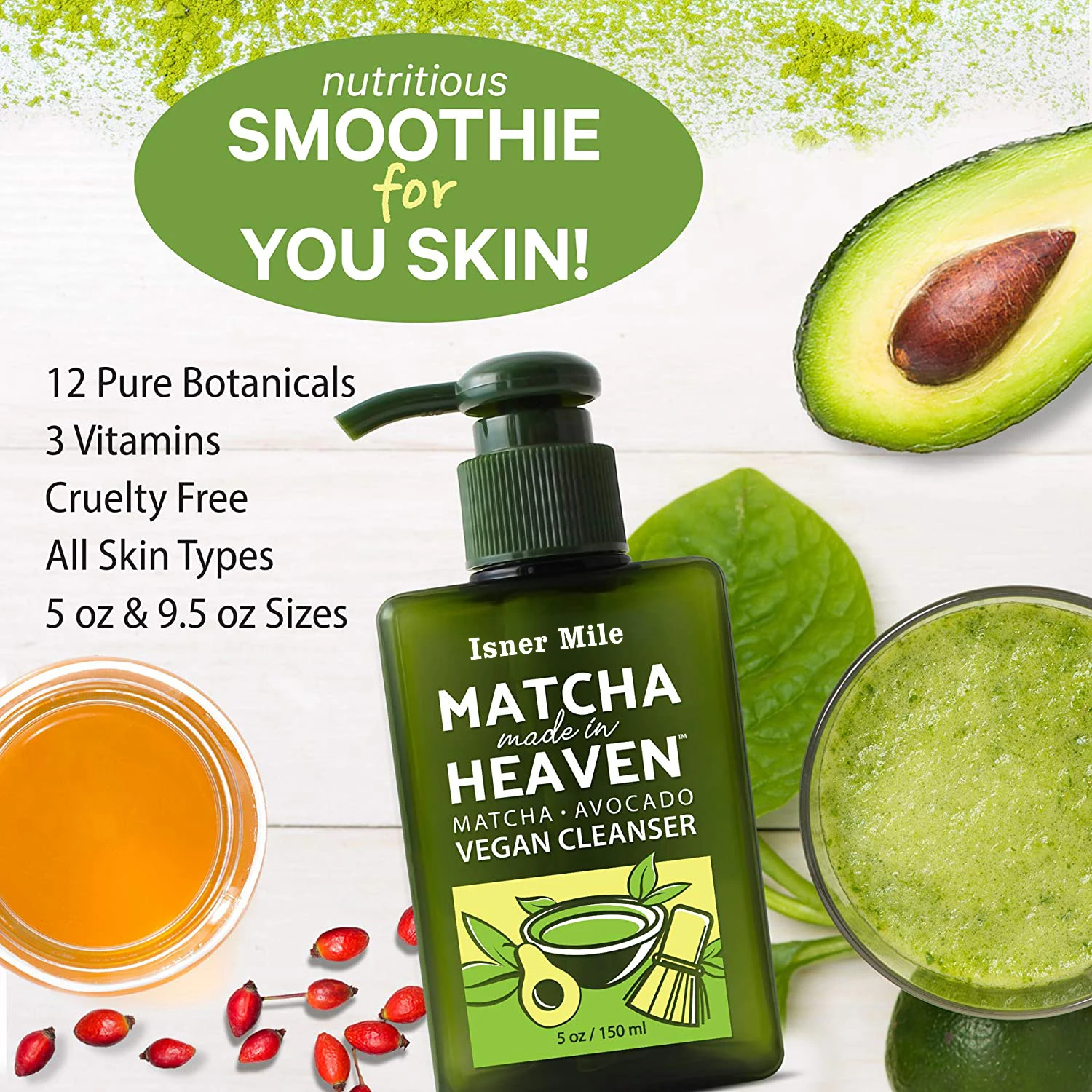 Green Tea Vegan Face Care Gel Cleanser Clears Pores Treats Acne Reduces Pore Facial Wash