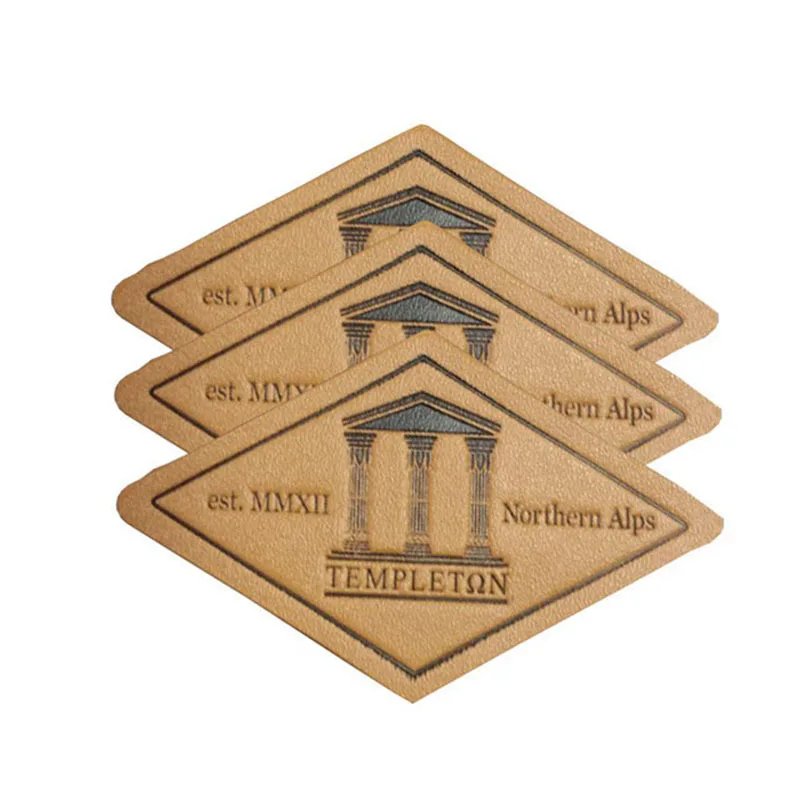 Customize Logo Embossed Leather Patches Sew On Clothing Neck Shirt Logo Tag Jeans Self Adhesive Label Women Bags Handbags