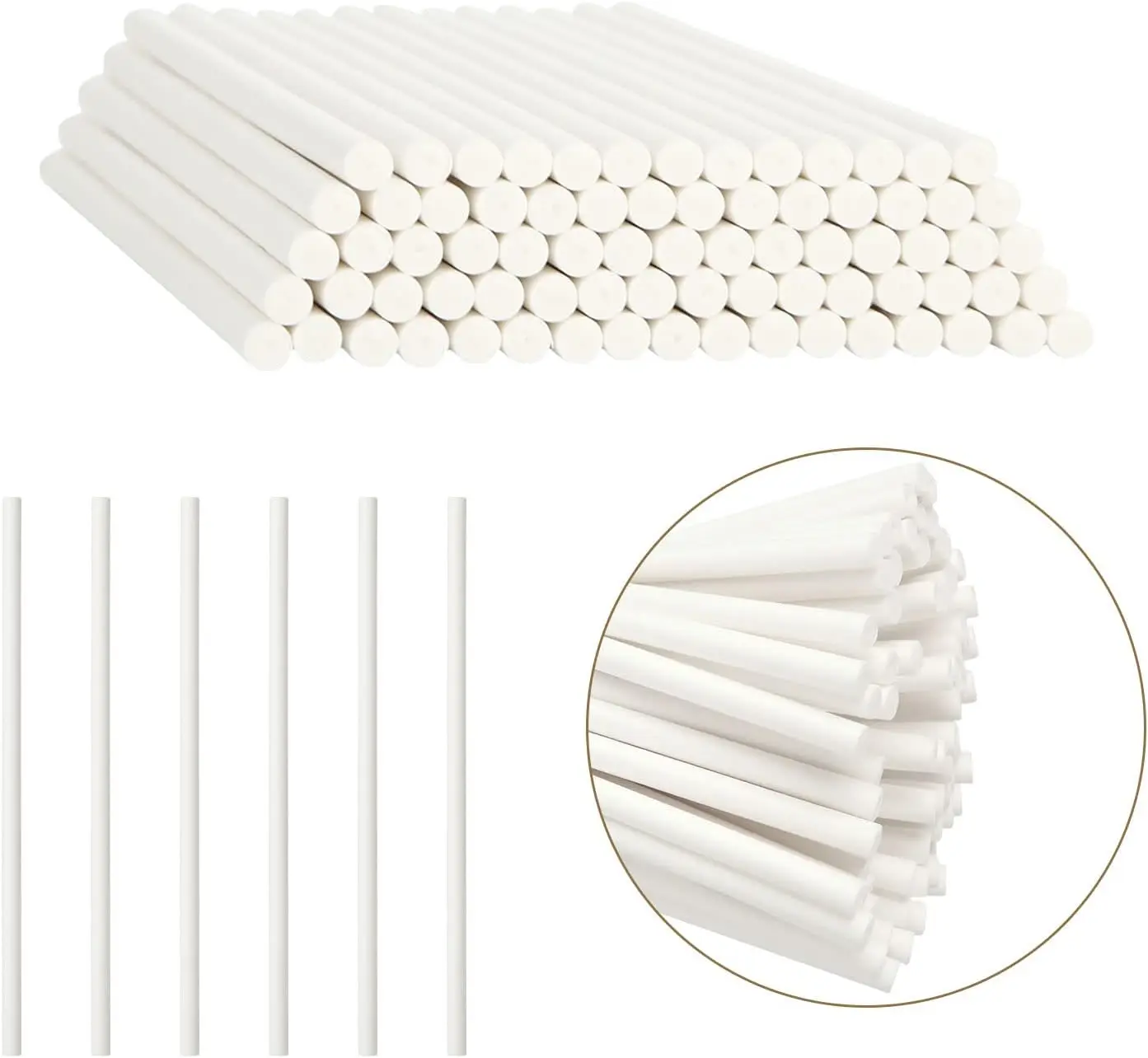 White Paper Lollipop Sticks 3 4 6 Inch for Lollipop Cake Pops and Candy 100 Count