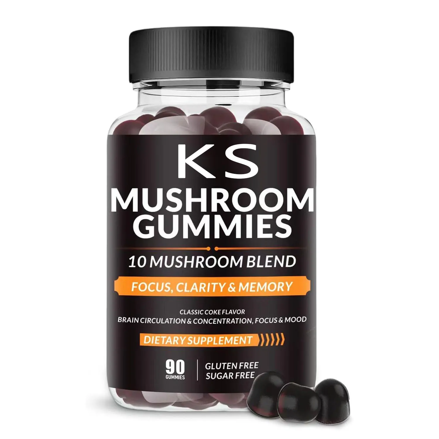 Private Label Vegan Super 10 Mushroom Gummies Sugar-Free Brain and Energy Supplements Organic for Adults
