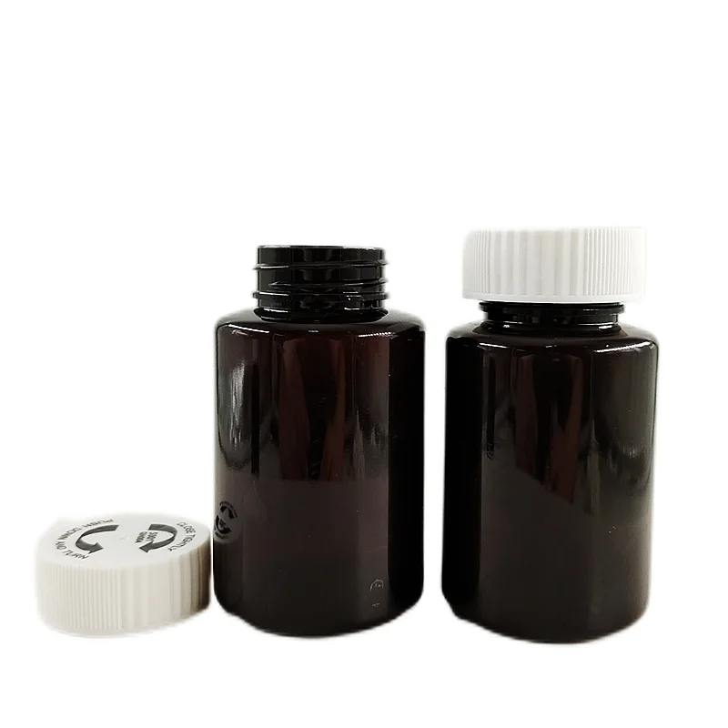 Bottle With Screw Cap Pharmacy Bottle Plastic Packaging  Amber Pharmacy Bottle