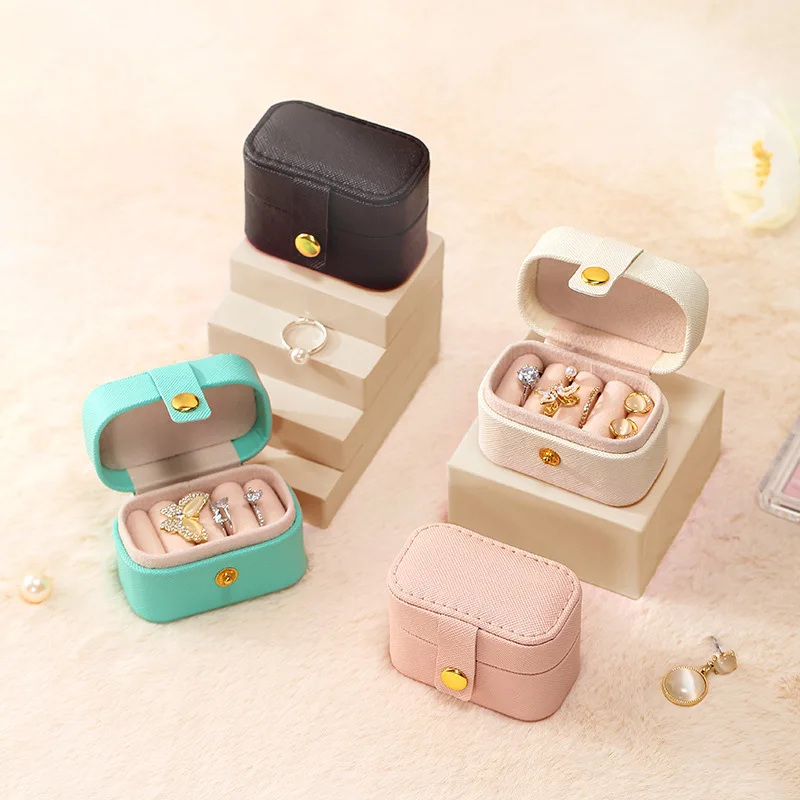 Mini Custom Logo Travel Jewelry Box Portable Ring Zipper Storage Case Small Jewellery Packaging Velvet Necklace Box