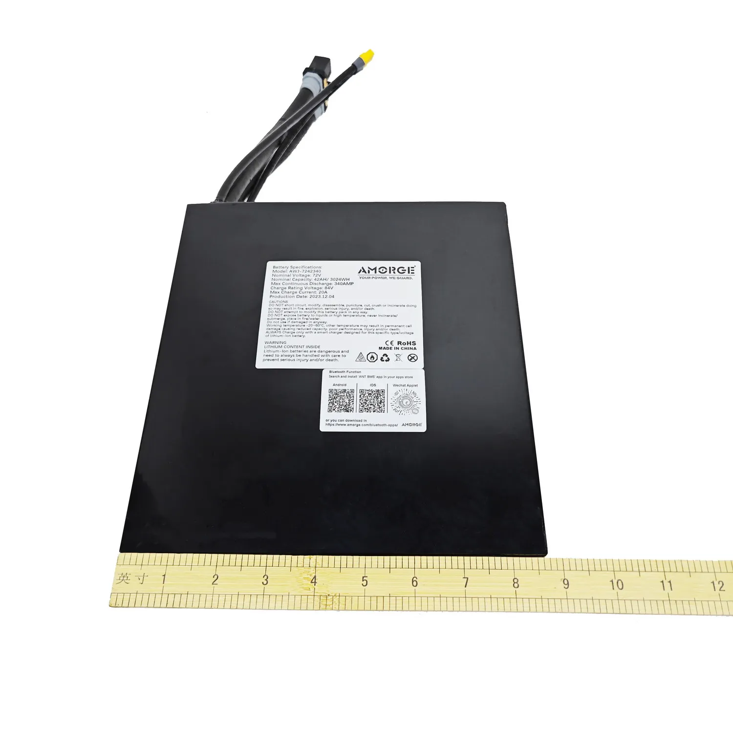 AMORGE 72V 42AH 340AMP Lithium Battery Pack with ANT Bluetooth BMS