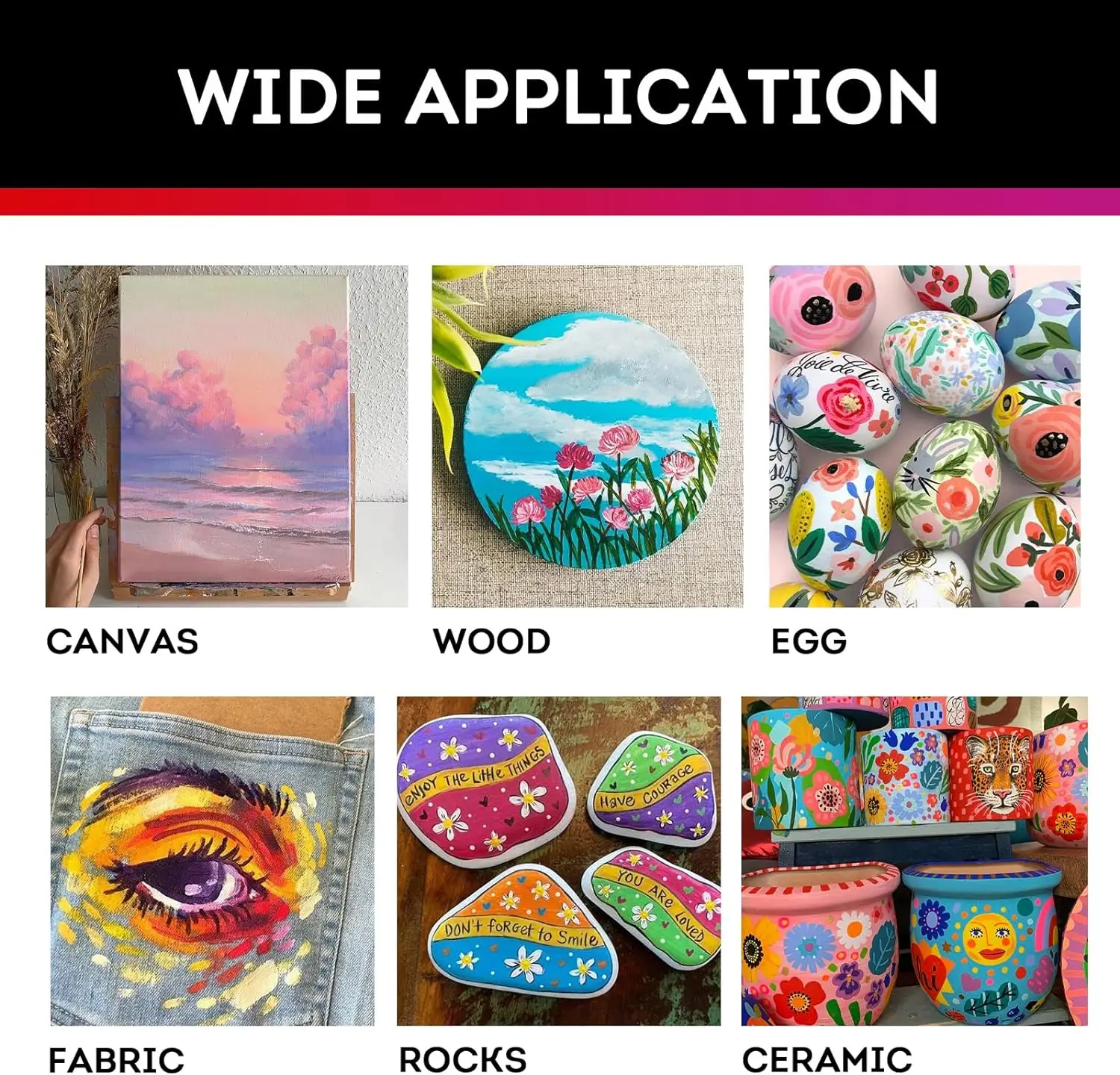 24 Colors 60ml/2oz Non-Toxic Waterproof Strong Coverage for Kids Adults Beginners Students Painting on Ceramic Acrylic Paint Set