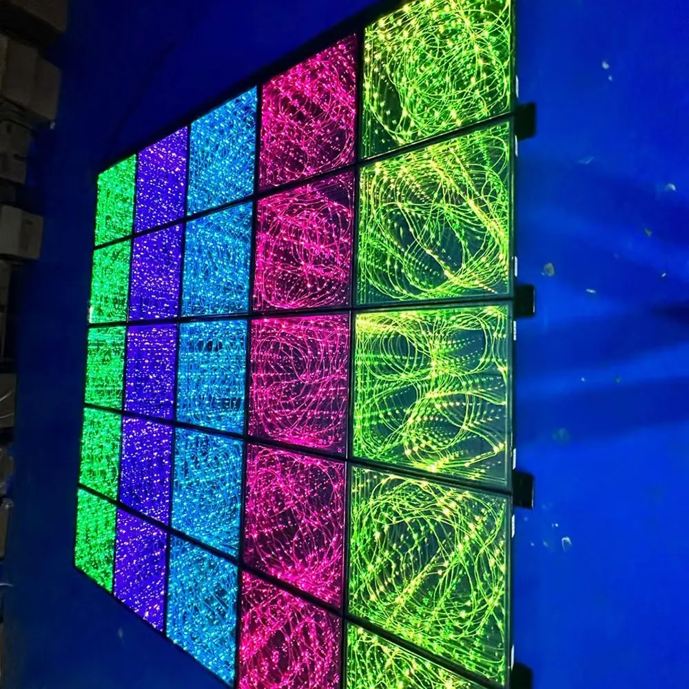 Дистанционное управление RGB Color DMX ночной клуб дискотека T-Stage Dj интерактивное зеркальное стекло бесконечный свет золотой танцпол Свадебный пол