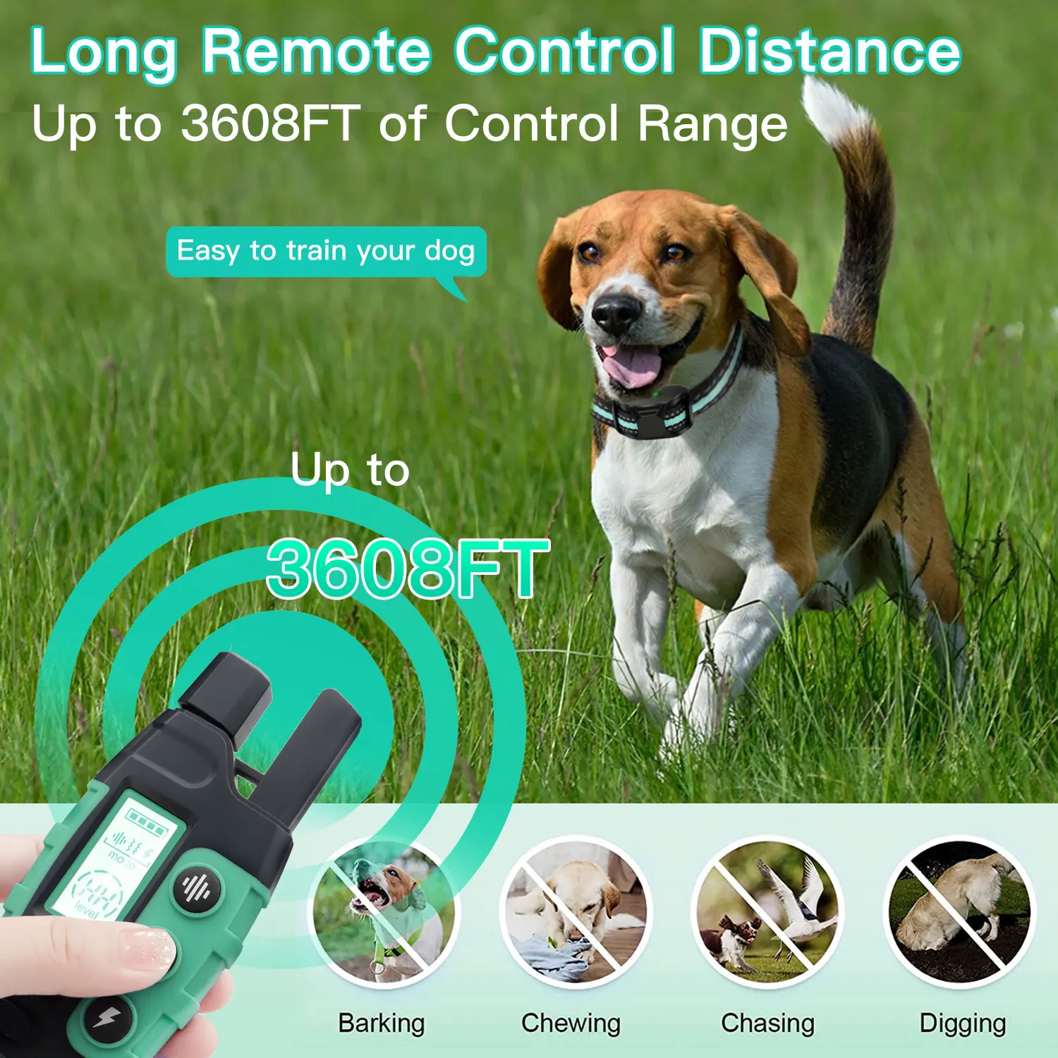 2024 Online Hot Rechargeable Waterproof Shock E-Collar with 3608Ft Remote for All Breeds, Factory Wholesale