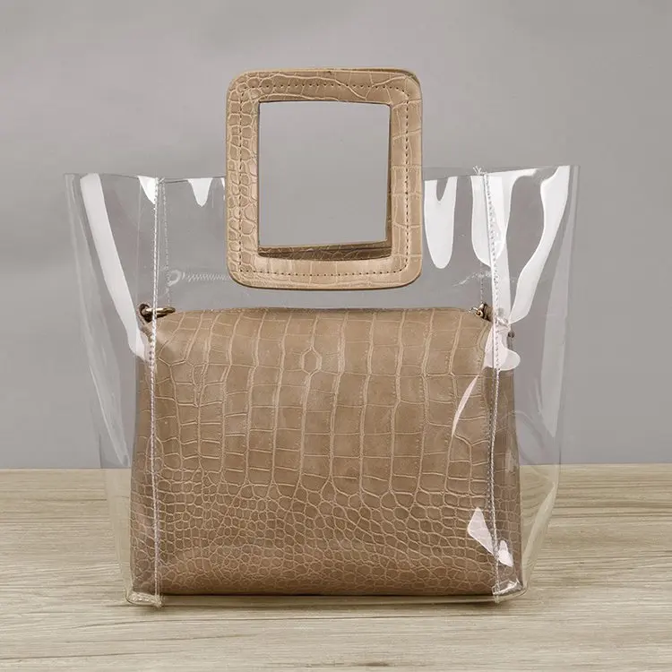 Insulated cooler woman handbag sky beach jelly bag   transparent mini bag