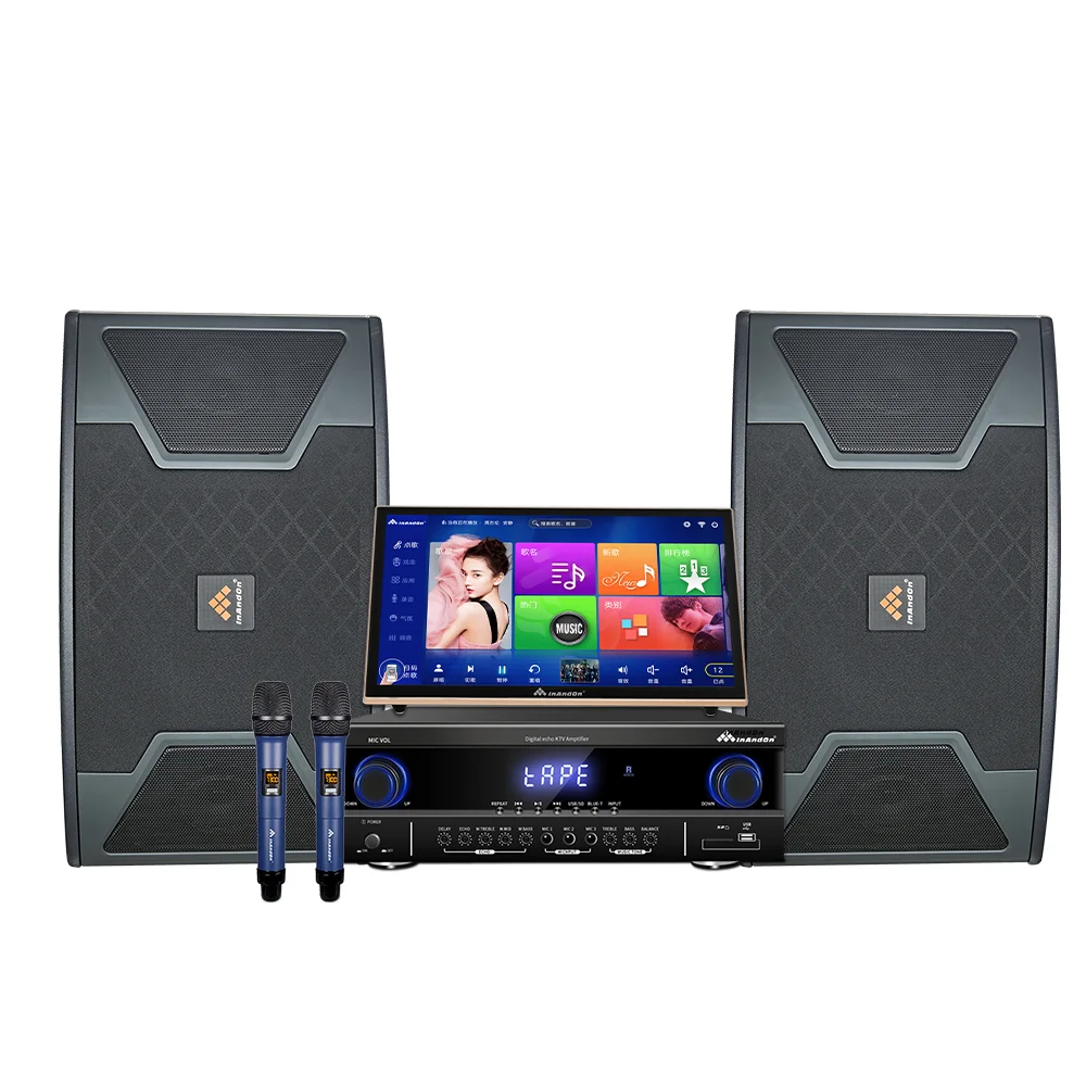 New Design InAndOn 19' Touchscreen Karaoke Machine 8T Karaoke Player Karaoke System with Wireless Microphone